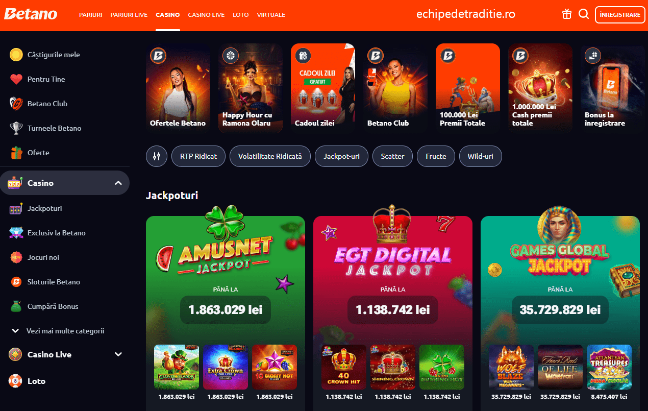 Jocuri disponibile în lobby-ul Betano Casino